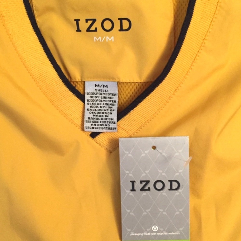 New Yellow Izod Golf Windbreaker Size Medium